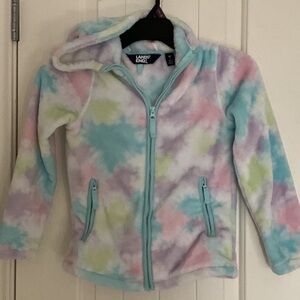 Lands' End Pastel Tie-Dye Hooded Fleece Zip Jacket - Blue, Pink, Purple, Mint